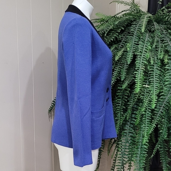 Nic Zoe Blue Black Color Block Sweater Blazer Women’s Sz PM - Picture 6 of 9